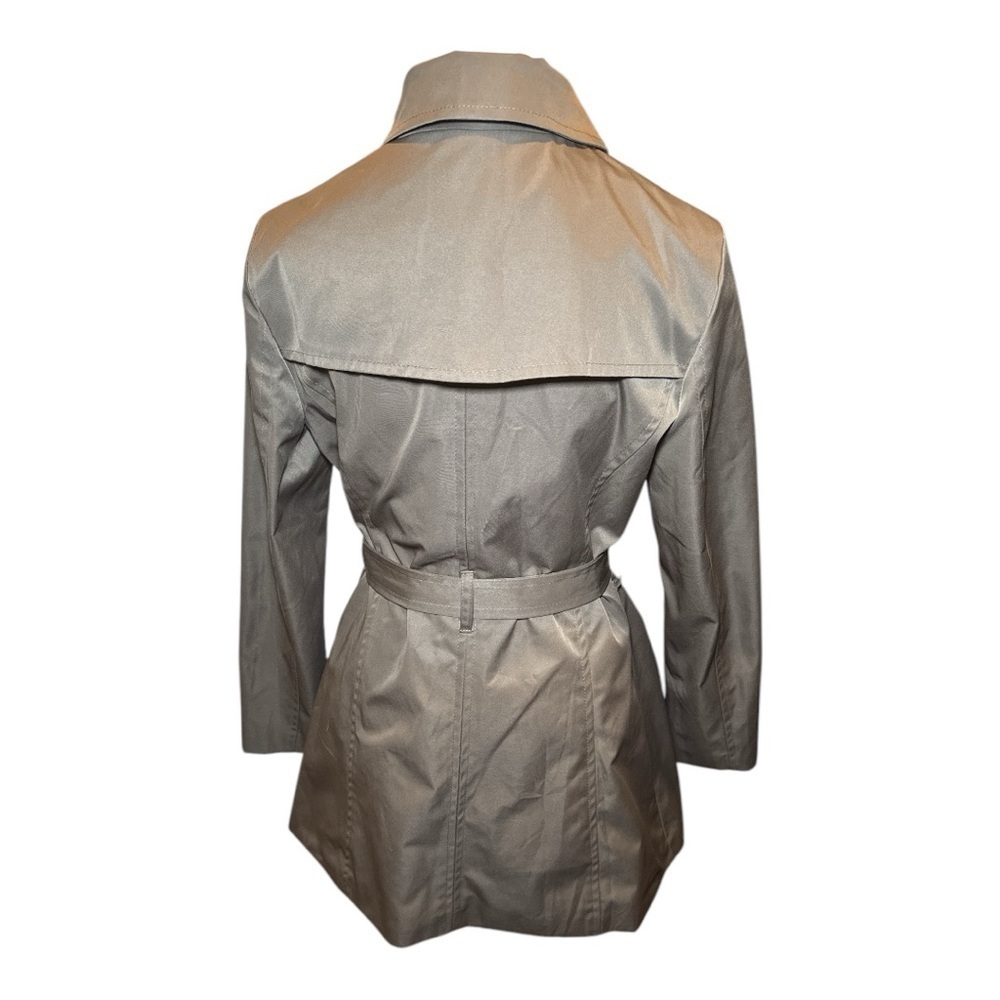 SANDRO Trench Coat Womens M Brown Taupe Rain Ruffle Belted Luxe City Girl - Picture 5 of 7